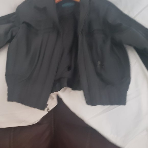 Black Leather Bomber style jacket by Weekends - Picture 3 of 6